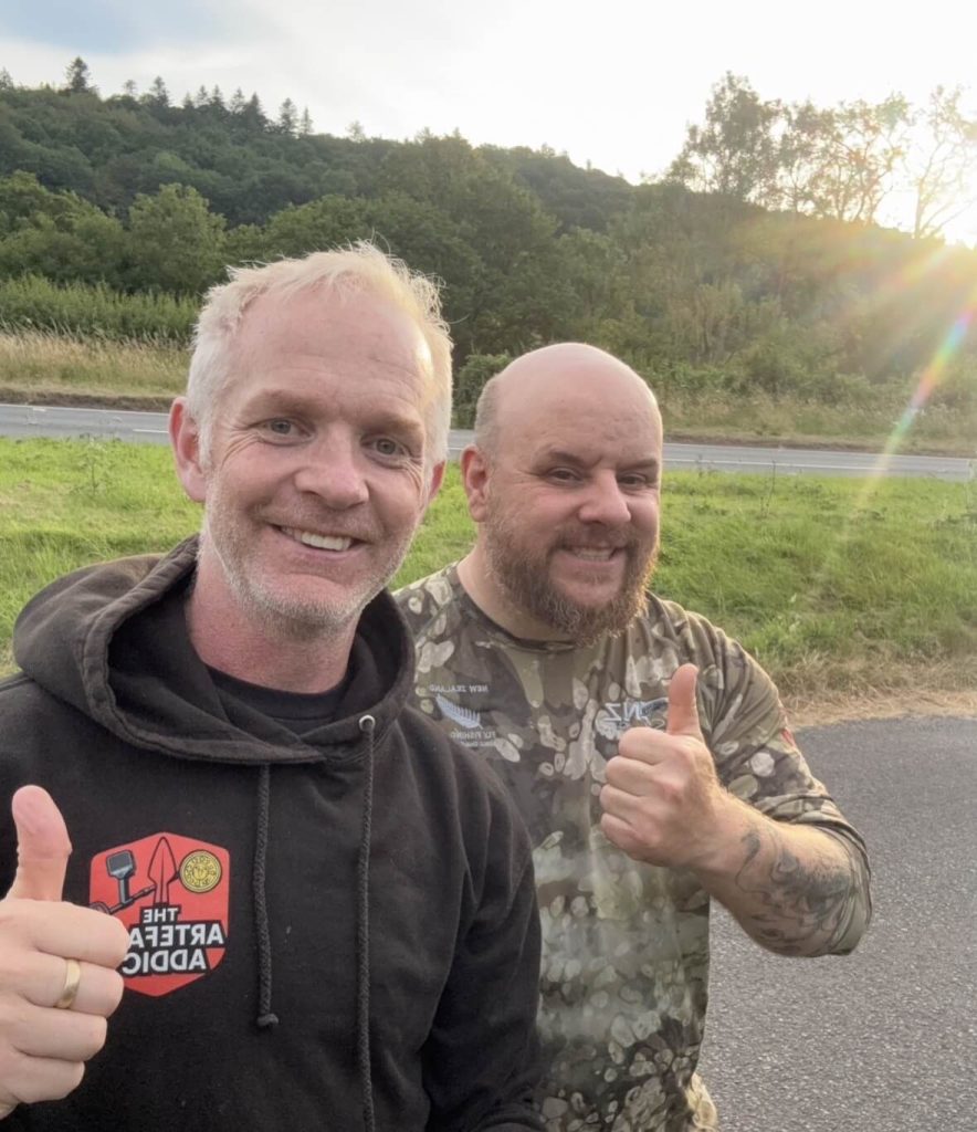 dave and terry aka @theartefactaddict and @taffy_detector quick selfie before treasure hunting
